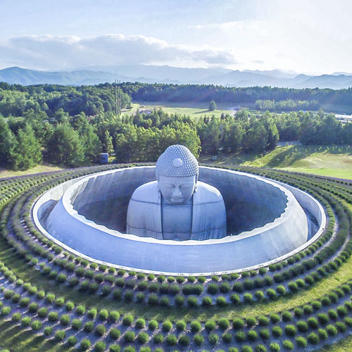 The Hill of Buddha from above, Sapporo, Hokkaido, Japan | Tadao Ando, Takino Reien, Makaomanai, Takino Cemetery, Hill of Buddha, Sapporo, Hokkaido, Japan, 頭大仏殿, 頭大仏, Makomanai Park