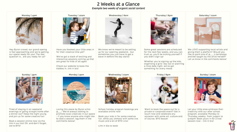 content calendar and Social Media for Small Businesses in Tasmania